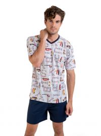 Pijama Massana de verano estampado con cuello pico