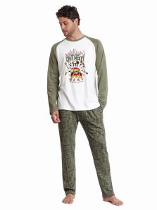 Pijama Disney de algodón mod. Mickey Chef en verde caqui