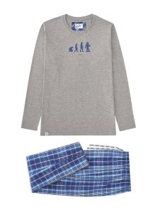 Pijama Giulio algodón combinado mod. Crail con pantalón de tela