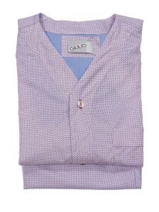 Pijama Giulio de tela popelín con microtopitos en rojo y azul 