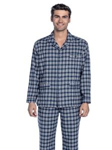 Pijama Guasch Franela de Algodón a cuadros en azul
