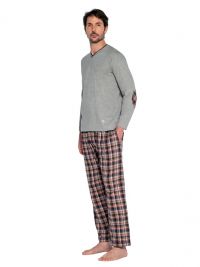 Pijama Guasch combinado en algodón en cuello pico y pantalón de villela