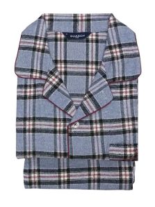 Pijama Guasch Franela de Algodón a cuadros en azul claro