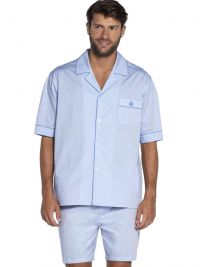 Pijama Guasch de Verano en Tela azul claro con topitos
