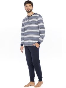 Pijama Guasch en algodón fino a rayas con tapeta y botones