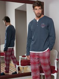 Pijama MuyDeMI en algodón y pantalón de villela con puños