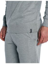 Pijama Punto Blanco Basix Afelpado en gris jaspeado con puños