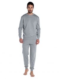 Pijama Punto Blanco Basix Afelpado en gris jaspeado con puños