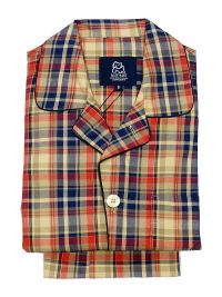 Pijama Kiff-kiff en villela de algodón a cuadros beige y marino