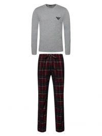 Pijama Emporio Armani de algodón en gris y pantalón de cuadros
