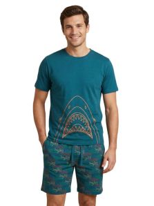 Pijama Dark Elephant corto mod. Shark en azul turquesa