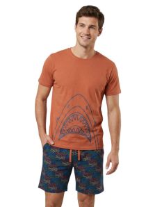 Pijama Dark Elephant corto mod. Shark en naranja