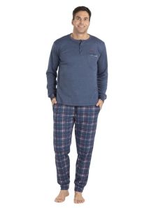 Pijama Pettrus Man afelpado azul con bolsillo en el pecho y tapeta