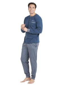 Pijama Pettrus Man afelpado azul con bolsillo en el pecho y tapeta