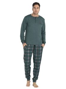 Pijama Pettrus Man afelpado en verde con bolsillo en el pecho y tapeta