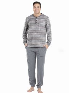 Pijama Pettrus Man Polar en gris con bolsillo en el pecho