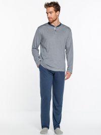 Pijama Punto Blanco Bionix Bambú Azul en manga larga