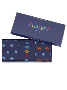 Caja con 3 p. de calcetines de algodón orgánico - Monstruos Stories