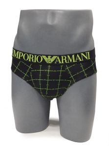 Slip Emporio Armani de microfibra a cuadros en neón y negro