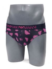 Slip Emporio Armani de Algodón en marino con logo neón