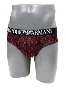 Slip Emporio Armani Microfibra con logo en rojo