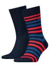 2 Pack Calcetines Tommy a multirayas azul y rojo