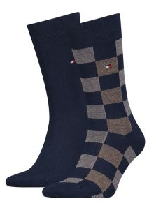 Pack Calcetines Tommy Hilfiger a cuadros en tonos arena y gris y azul marino