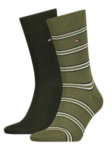 Pack Calcetines Tommy listados en verde oliva y negro