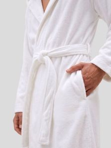 Detalle rizo de algodón albornoz blanco Tommy Hilfiger hombre