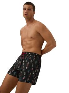 Bañador Ysabel Mora corto para hombre con estampado con calaveras en negro