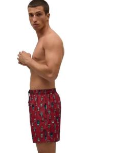 Bañador Ysabel Mora para hombre con estampado con calaveras en rojo