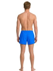 Vista trasera de bañador Puma azul corto para hombre con bolsillo posterior