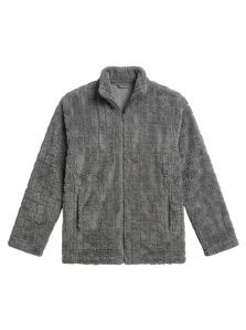 Bata polar gris Dark Elephant de hombre para estar en casa