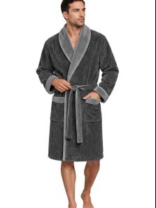 Bata Soy Underwear hombre gris de canalé con borreguito