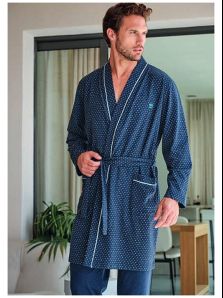 Bata Massana hombre verano corta azul estampada cruzada manga larga