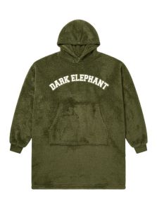 Batamanta Dark Elephant verde vista frontal, con capucha amplia, bolsillo canguro y puños elásticos.