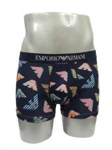 Boxer Emporio Armani microfibra azul marino con logos de colores