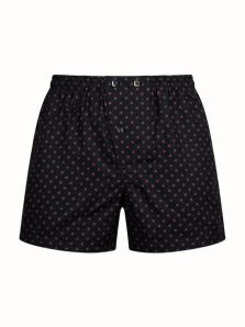 Calzoncillo bóxer HOM negro para hombre con estampado de lunares, cintura elástica y cierre de botones