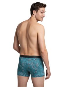 Bóxer hombre floral verde agua maniquí espalda ajuste ergonómico