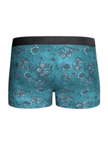 Bóxer hombre floral verde agua vista trasera diseño moderno cómodo