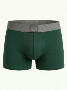 Cintura elástica con logotipo Jan Men en pack de calzoncillos negro y verde botella, diseño moderno y deportivo.