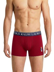 detalle boxer rojo Polo Ralph Lauren con bordado Polo Bear sobre tejido elástico