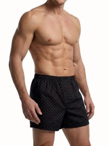 Bóxer HOM negro con lunares para hombre, confeccionado en seda y algodón para uso diario