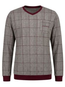Detalle del tejido de punto milano de la camiseta granate ADMAS