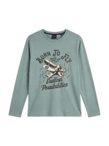 Camiseta de pijama hombre Dark Elephant con avión y mensaje Born to Fly
