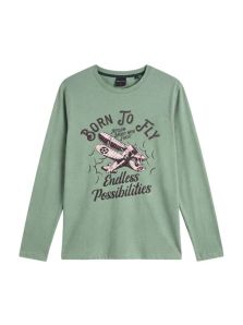 Camiseta verde claro de pijama hombre con estampado Born to Fly