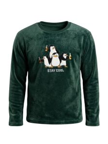 Camiseta verde de pijama Dark Elephant con pingüinos y detalles de borreguito