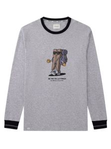 Camiseta Giulio de algodón gris vigoré con frase divertida, una opción diferente para renovar el pijama
