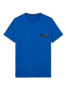 Camiseta azul de pijama HOM Havana para hombre en algodón ligero detalle frontal
