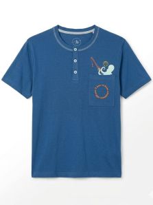 Camiseta azul de manga corta del pijama Muydemi, cómoda y transpirable